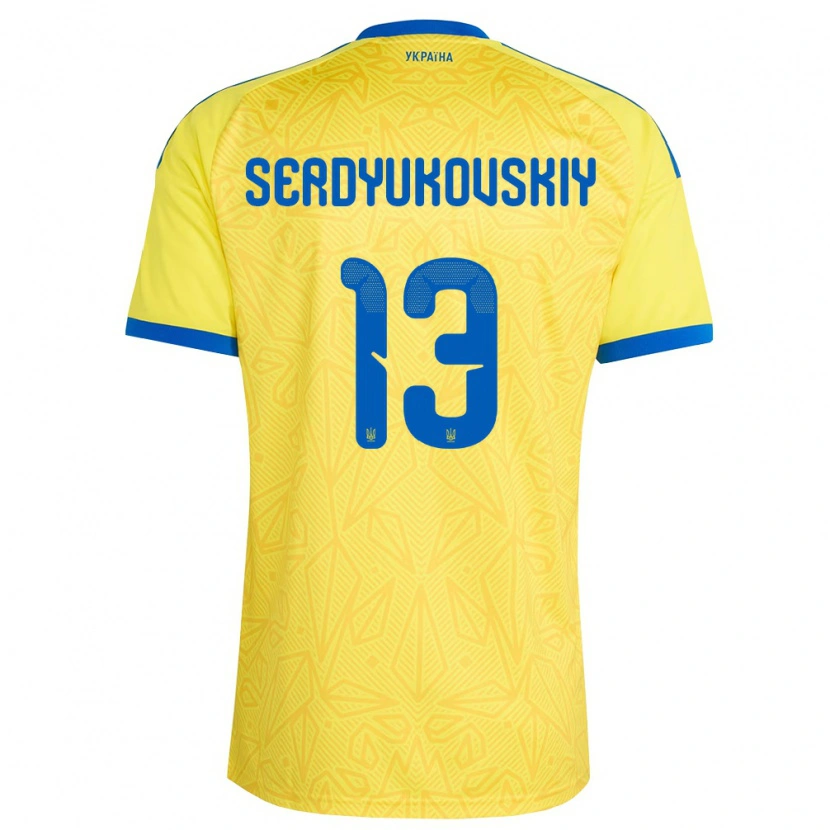 Danxen Niño Camiseta Ucrania Svyatoslav Serdyukovskiy #13 Amarillo Azul 1ª Equipación 26-28 La Camisa México