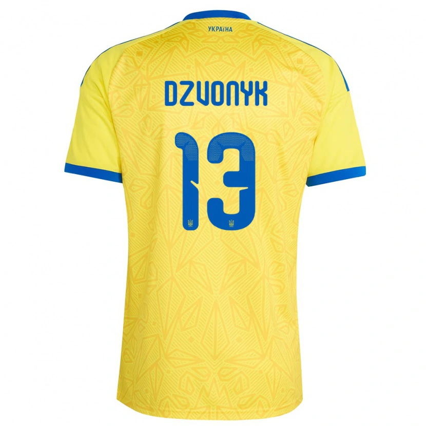 Danxen Niño Camiseta Ucrania Oleksandr Dzvonyk #13 Amarillo Azul 1ª Equipación 26-28 La Camisa México