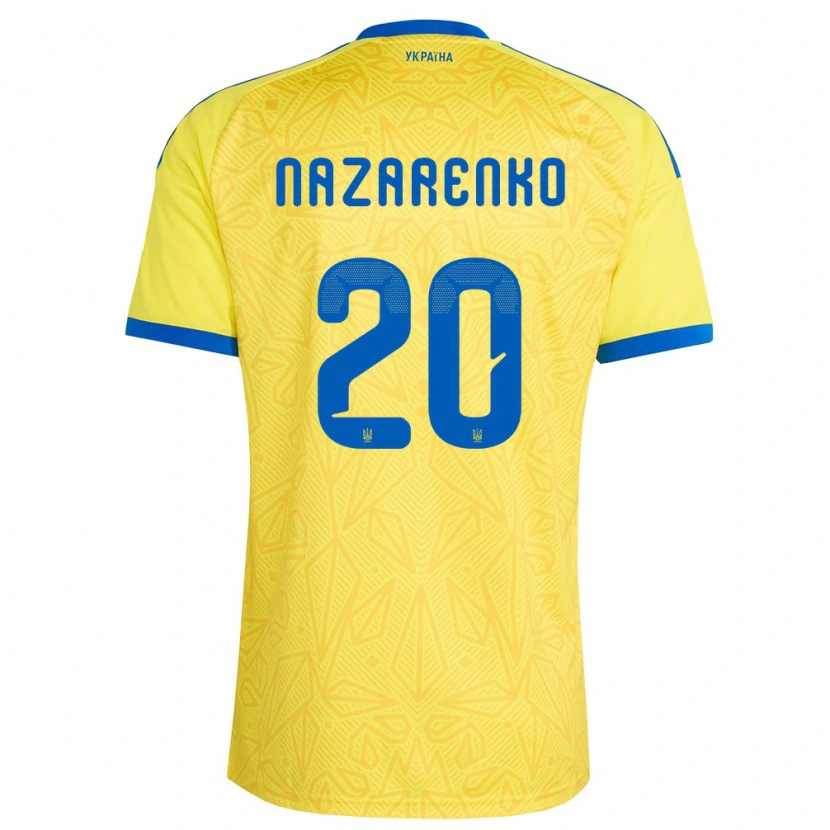Danxen Niño Camiseta Ucrania Oleksandr Nazarenko #20 Amarillo Azul 1ª Equipación 26-28 La Camisa México