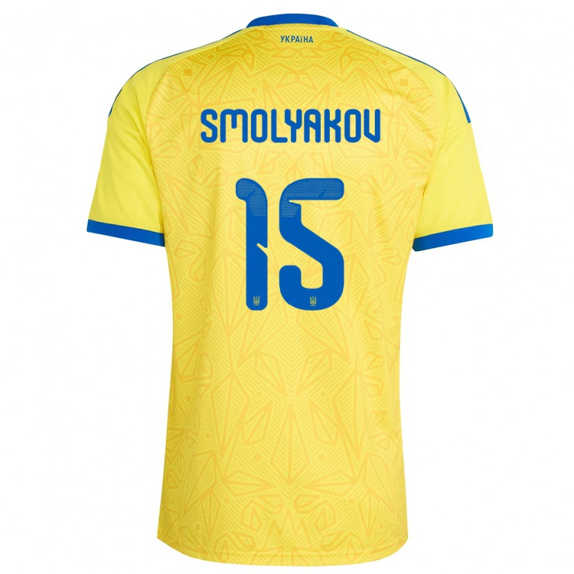 Danxen Niño Camiseta Ucrania Artem Smolyakov #15 Amarillo Azul 1ª Equipación 26-28 La Camisa México