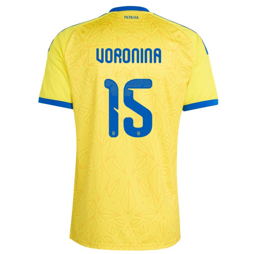 Danxen Niño Camiseta Ucrania Anastasiya Voronina #15 Amarillo Azul 1ª Equipación 26-28 La Camisa México