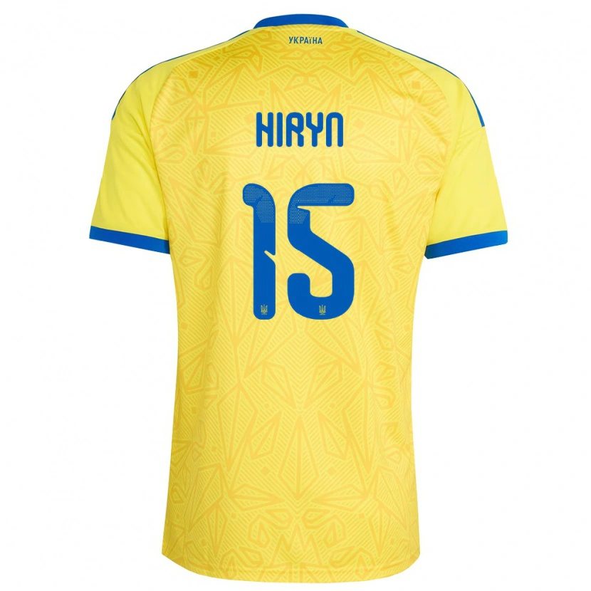 Danxen Niño Camiseta Ucrania Viktoriya Hiryn #15 Amarillo Azul 1ª Equipación 26-28 La Camisa México