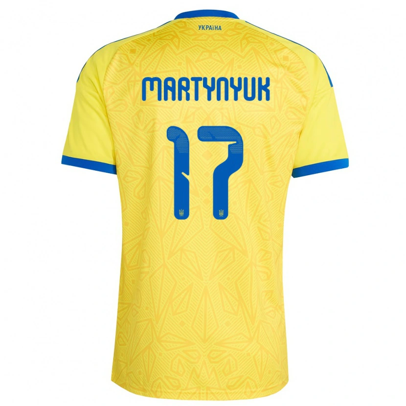 Danxen Niño Camiseta Ucrania Anton Martynyuk #17 Amarillo Azul 1ª Equipación 26-28 La Camisa México