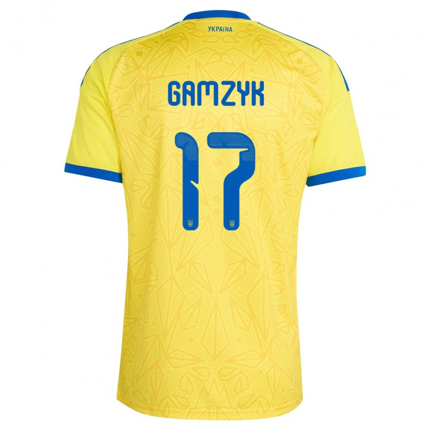 Danxen Niño Camiseta Ucrania Andriy Gamzyk #17 Amarillo Azul 1ª Equipación 26-28 La Camisa México