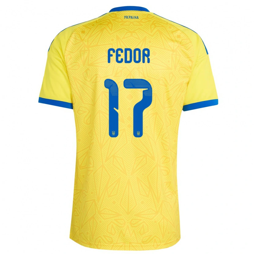 Danxen Niño Camiseta Ucrania Oleg Fedor #17 Amarillo Azul 1ª Equipación 26-28 La Camisa México