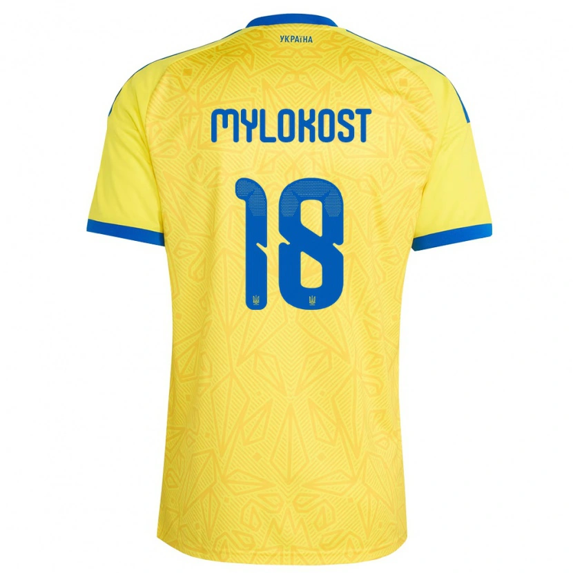 Danxen Niño Camiseta Ucrania Yaroslav Mylokost #18 Amarillo Azul 1ª Equipación 26-28 La Camisa México