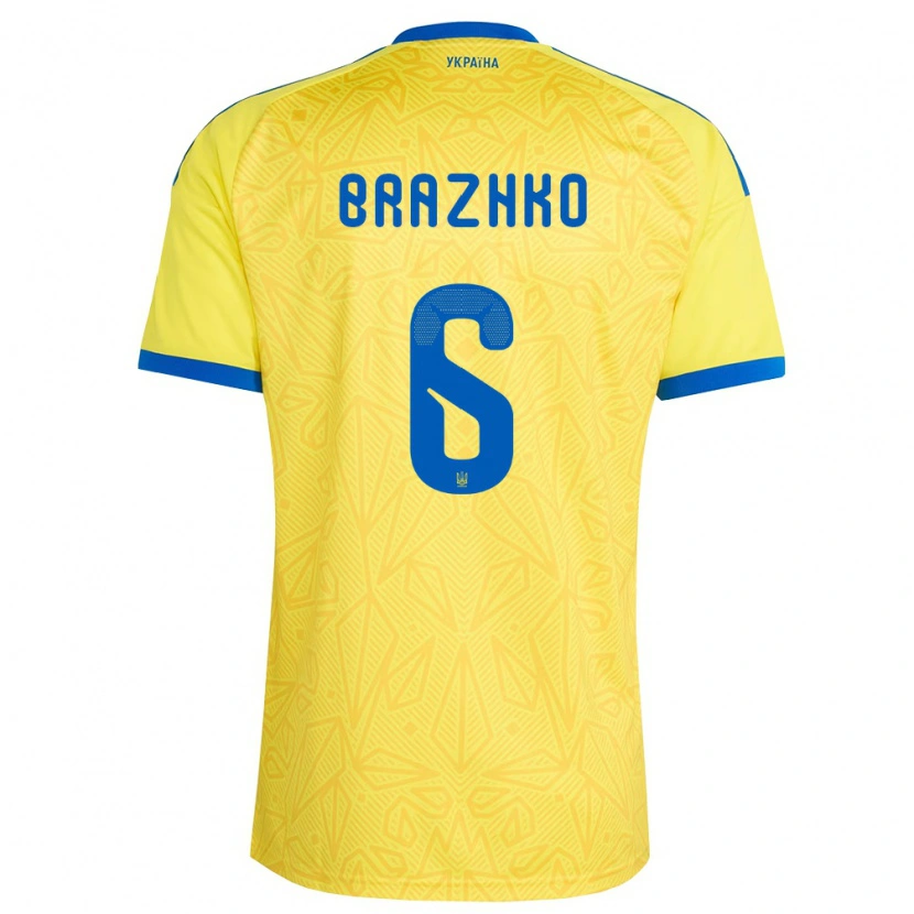 Danxen Niño Camiseta Ucrania Volodymyr Brazhko #6 Amarillo Azul 1ª Equipación 26-28 La Camisa México