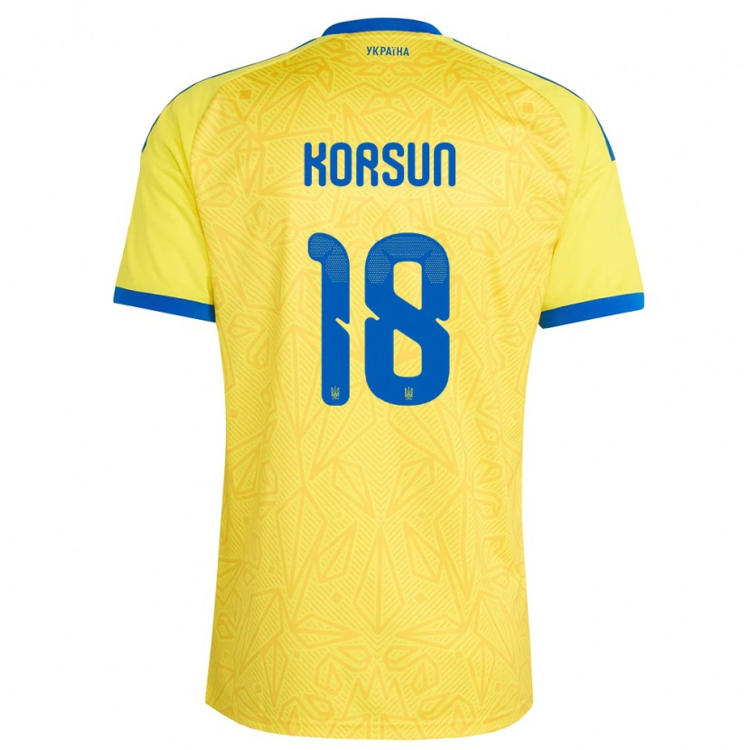 Danxen Niño Camiseta Ucrania Kateryna Korsun #18 Amarillo Azul 1ª Equipación 26-28 La Camisa México