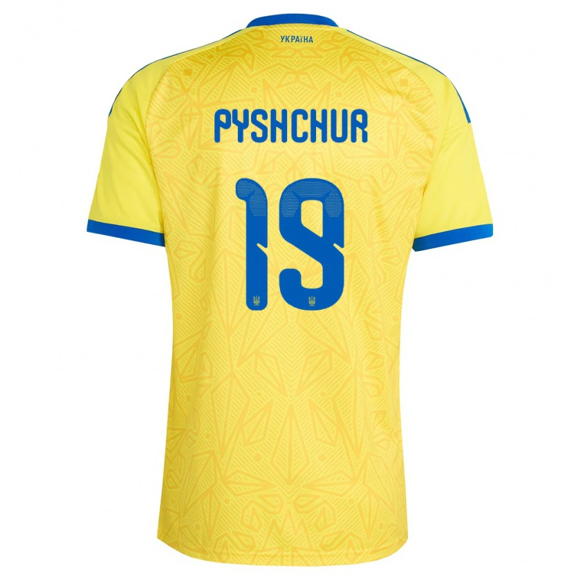 Danxen Niño Camiseta Ucrania Oleksandr Pyshchur #19 Amarillo Azul 1ª Equipación 26-28 La Camisa México