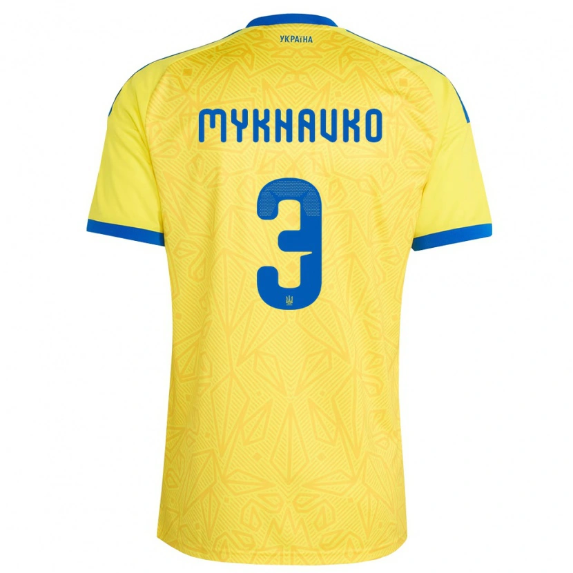 Danxen Niño Camiseta Ucrania Taras Mykhavko #3 Amarillo Azul 1ª Equipación 26-28 La Camisa México