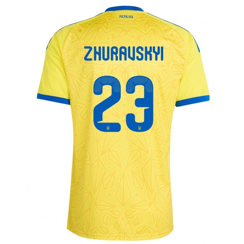 Danxen Niño Camiseta Ucrania Yan Zhuravskyi #23 Amarillo Azul 1ª Equipación 26-28 La Camisa México