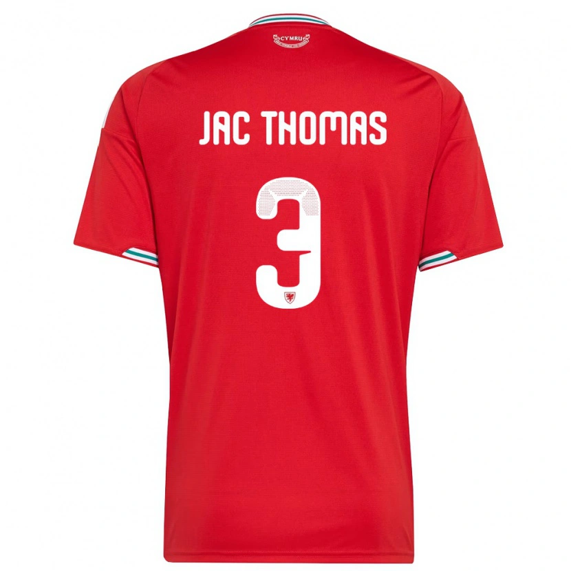 Danxen Niño Camiseta Gales Jac Thomas #3 Rojo Blanco Verde 1ª Equipación 26-28 La Camisa México