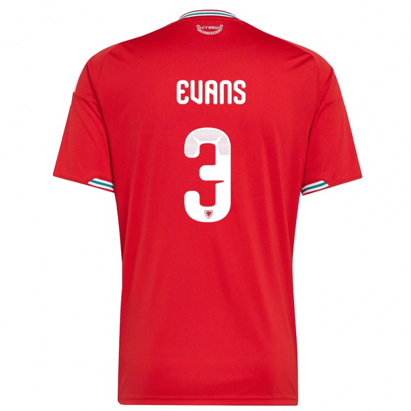 Danxen Niño Camiseta Gales Gemma Evans #3 Rojo Blanco Verde 1ª Equipación 26-28 La Camisa México