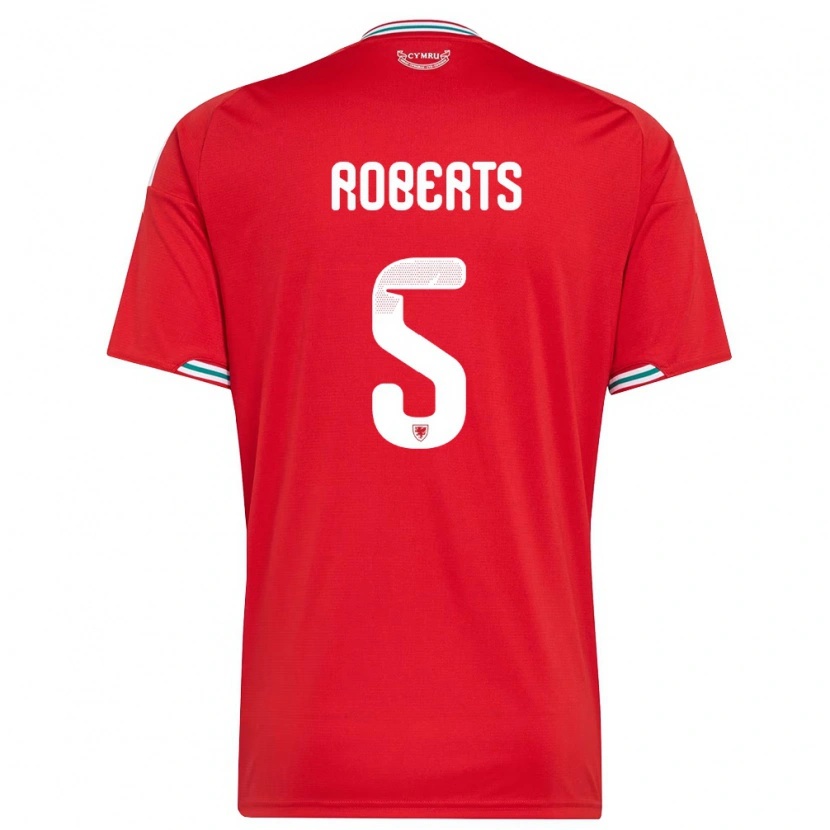 Danxen Niño Camiseta Gales Rhiannon Roberts #5 Rojo Blanco Verde 1ª Equipación 26-28 La Camisa México