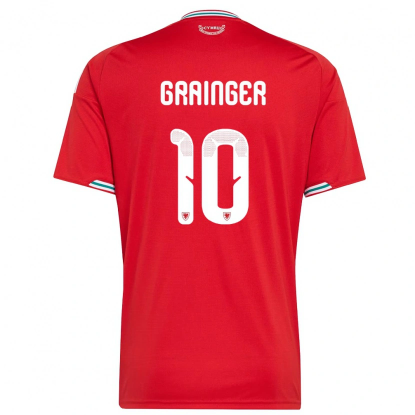 Danxen Niño Camiseta Gales William Grainger #10 Rojo Blanco Verde 1ª Equipación 26-28 La Camisa México