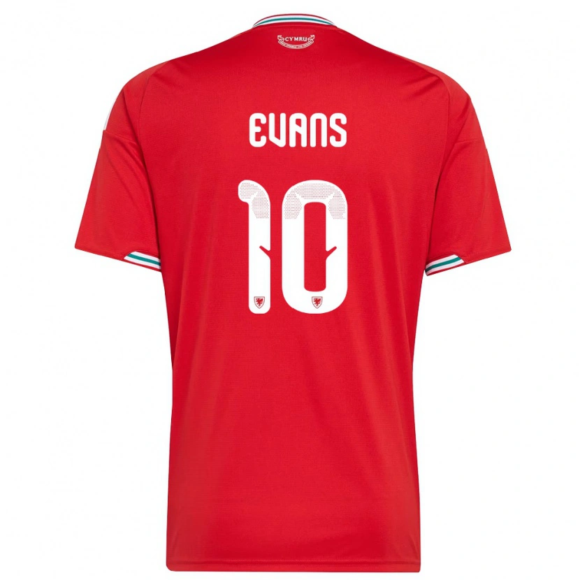 Danxen Niño Camiseta Gales Gruffydd Evans #10 Rojo Blanco Verde 1ª Equipación 26-28 La Camisa México
