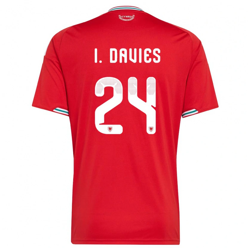 Danxen Niño Camiseta Gales Isaak Davies #24 Rojo Blanco Verde 1ª Equipación 26-28 La Camisa México