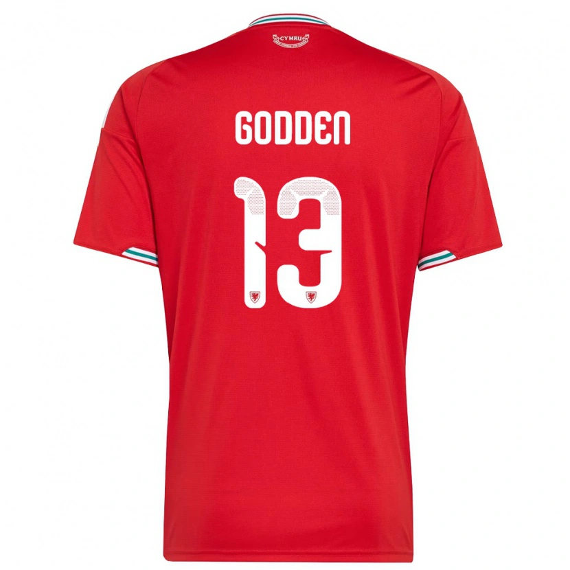 Danxen Niño Camiseta Gales Scott Godden #13 Rojo Blanco Verde 1ª Equipación 26-28 La Camisa México