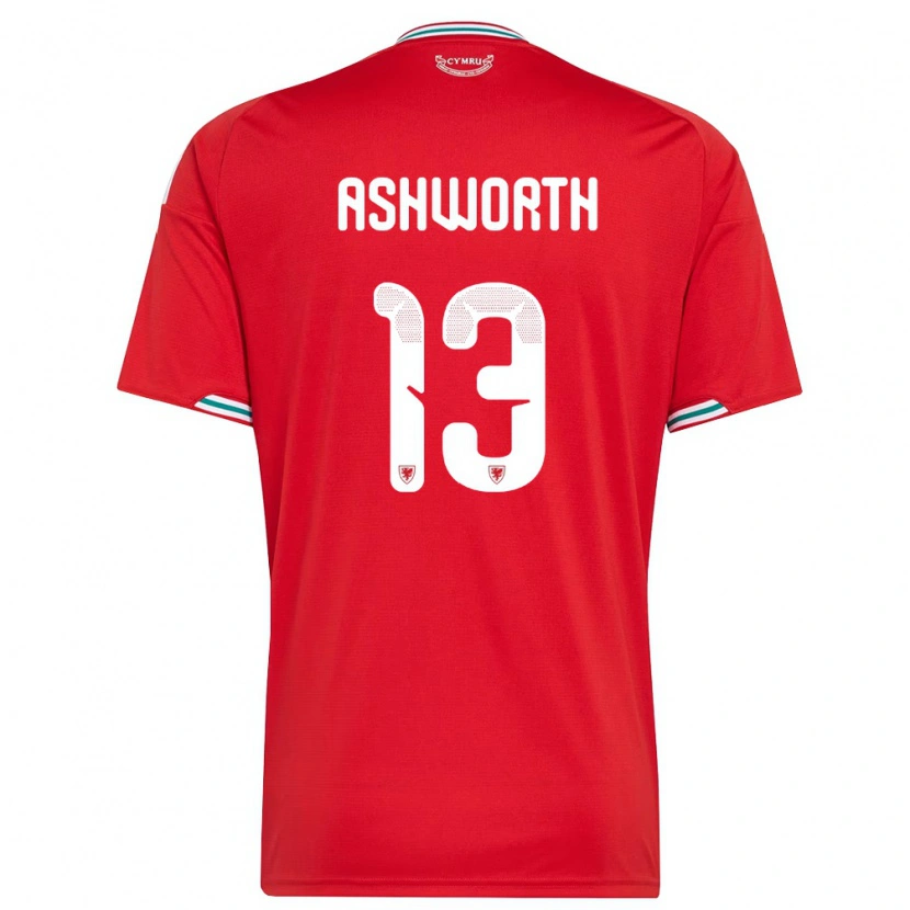 Danxen Niño Camiseta Gales Fin Ashworth #13 Rojo Blanco Verde 1ª Equipación 26-28 La Camisa México