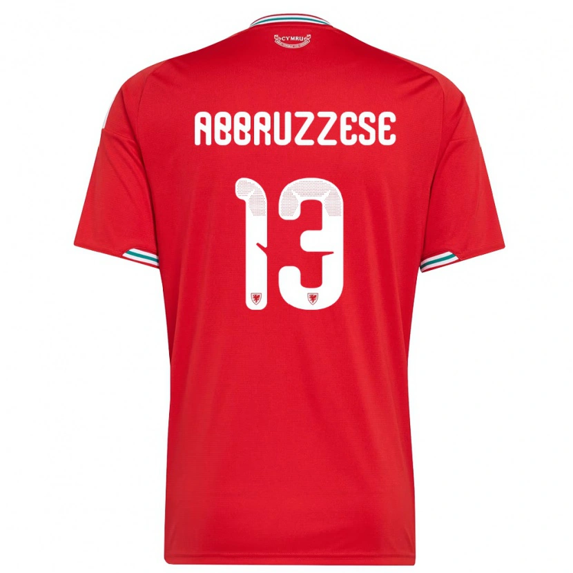 Danxen Niño Camiseta Gales Rhys Abbruzzese #13 Rojo Blanco Verde 1ª Equipación 26-28 La Camisa México
