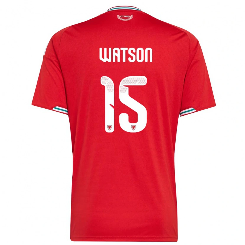 Danxen Niño Camiseta Gales Rhys Watson #15 Rojo Blanco Verde 1ª Equipación 26-28 La Camisa México