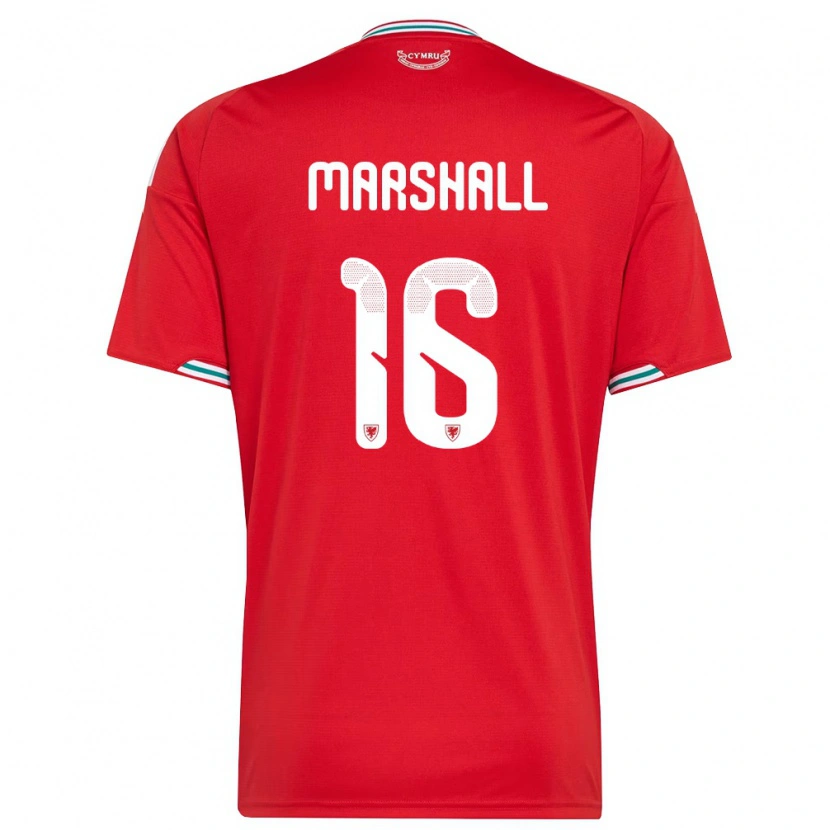 Danxen Niño Camiseta Gales Theo Marshall #16 Rojo Blanco Verde 1ª Equipación 26-28 La Camisa México