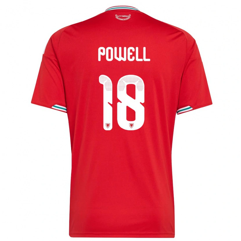 Danxen Niño Camiseta Gales Ella Powell #18 Rojo Blanco Verde 1ª Equipación 26-28 La Camisa México