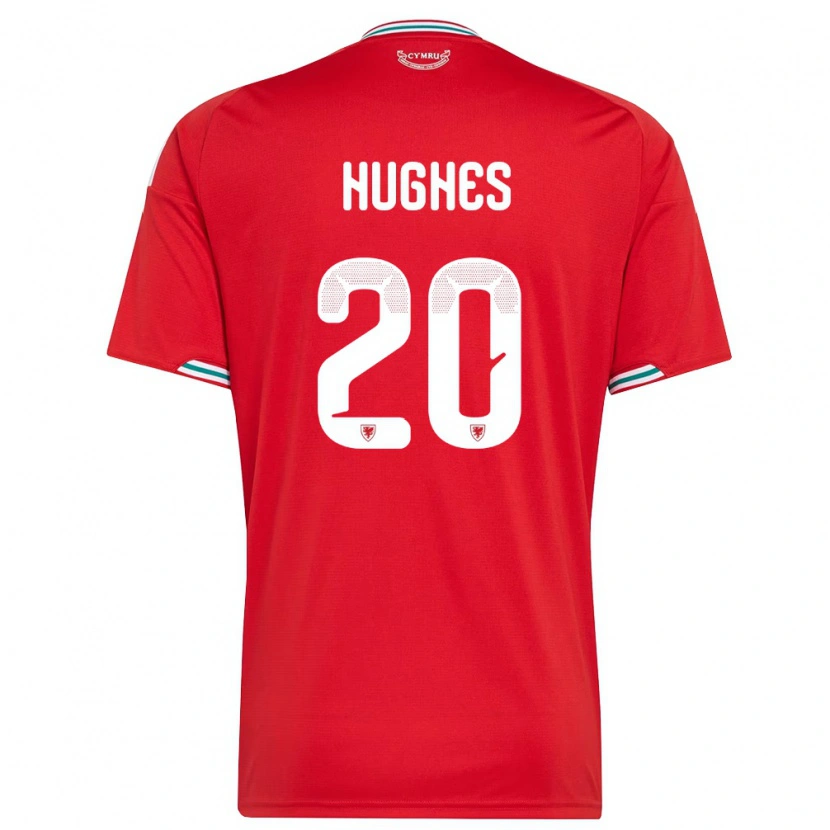 Danxen Niño Camiseta Gales Alffi Hughes #20 Rojo Blanco Verde 1ª Equipación 26-28 La Camisa México