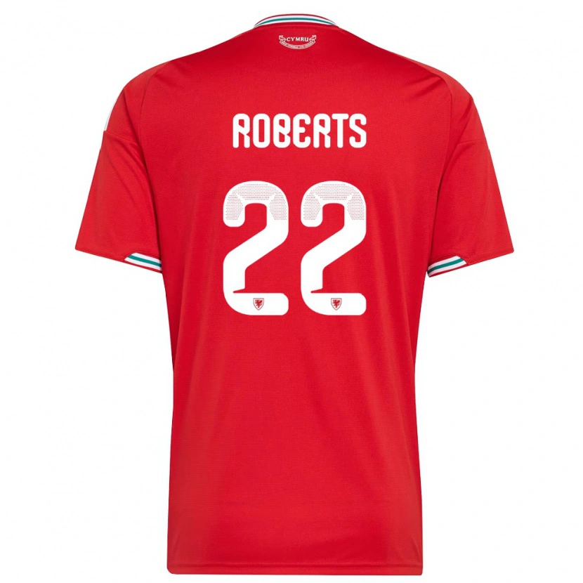 Danxen Niño Camiseta Gales Lucas Roberts #22 Rojo Blanco Verde 1ª Equipación 26-28 La Camisa México