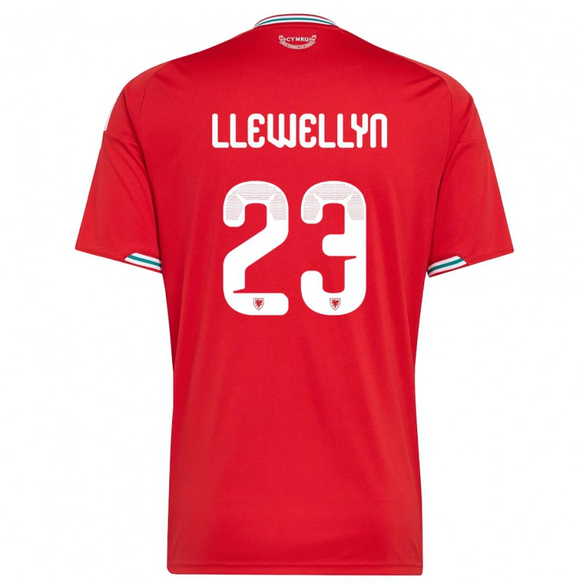 Danxen Niño Camiseta Gales Ffion Llewellyn #23 Rojo Blanco Verde 1ª Equipación 26-28 La Camisa México