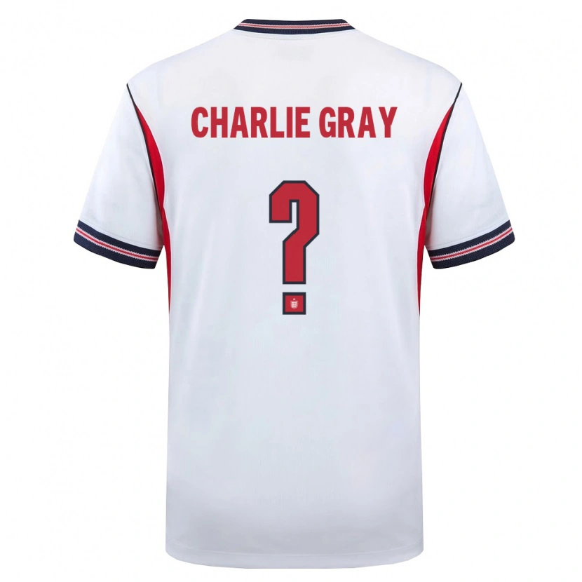 Danxen Niño Camiseta Inglaterra Charlie Gray #0 Blanco Marino Rojo 1ª Equipación 26-28 La Camisa México