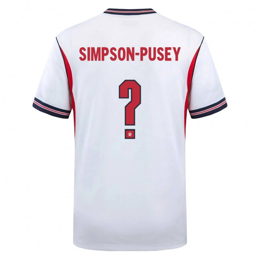 Danxen Niño Camiseta Inglaterra Jahmai Simpson-Pusey #0 Blanco Marino Rojo 1ª Equipación 26-28 La Camisa México