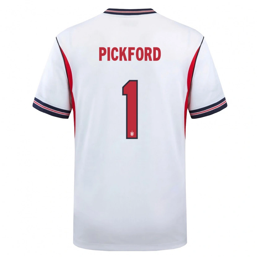 Danxen Niño Camiseta Inglaterra Jordan Pickford #1 Blanco Marino Rojo 1ª Equipación 26-28 La Camisa México