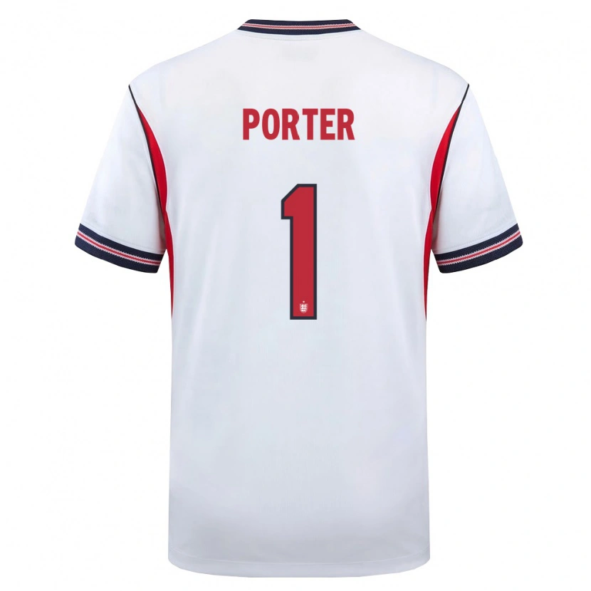 Danxen Niño Camiseta Inglaterra Jack Porter #1 Blanco Marino Rojo 1ª Equipación 26-28 La Camisa México