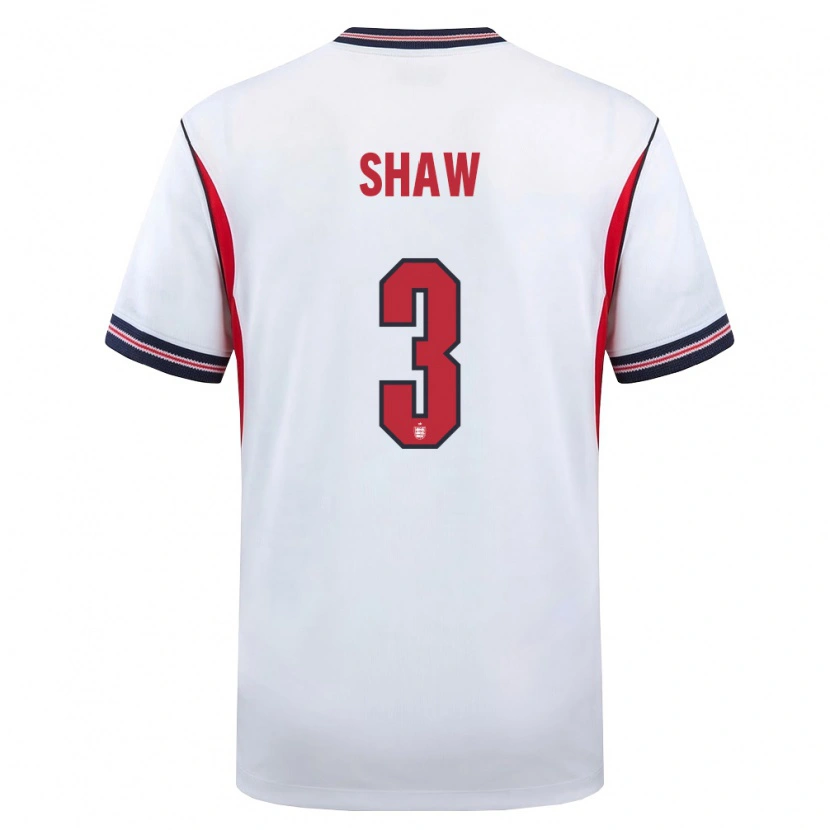 Danxen Niño Camiseta Inglaterra Luke Shaw #3 Blanco Marino Rojo 1ª Equipación 26-28 La Camisa México
