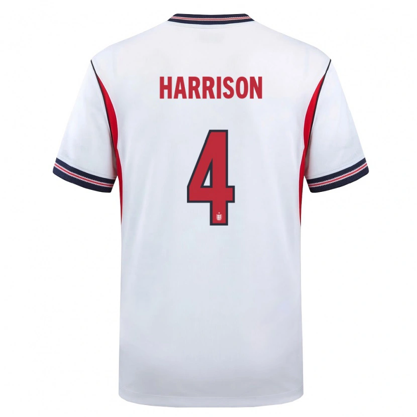 Danxen Niño Camiseta Inglaterra Ollie Harrison #4 Blanco Marino Rojo 1ª Equipación 26-28 La Camisa México