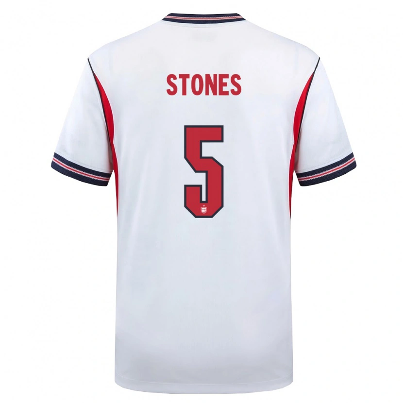 Danxen Niño Camiseta Inglaterra John Stones #5 Blanco Marino Rojo 1ª Equipación 26-28 La Camisa México