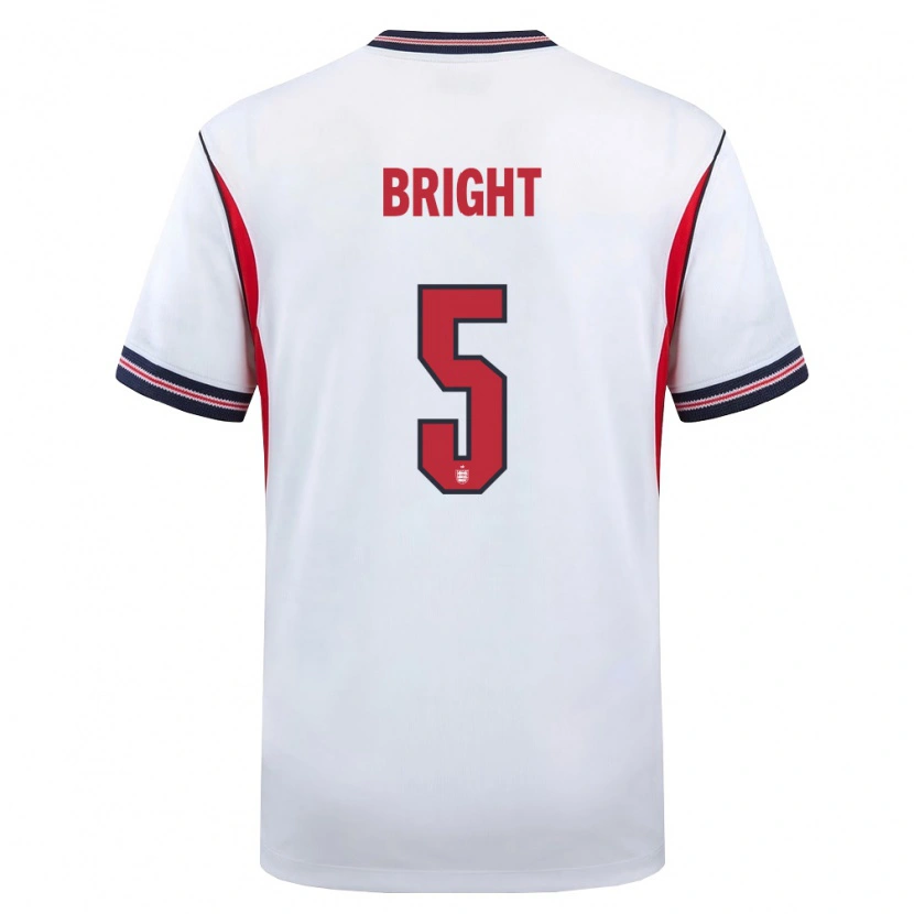 Danxen Niño Camiseta Inglaterra Millie Bright #5 Blanco Marino Rojo 1ª Equipación 26-28 La Camisa México