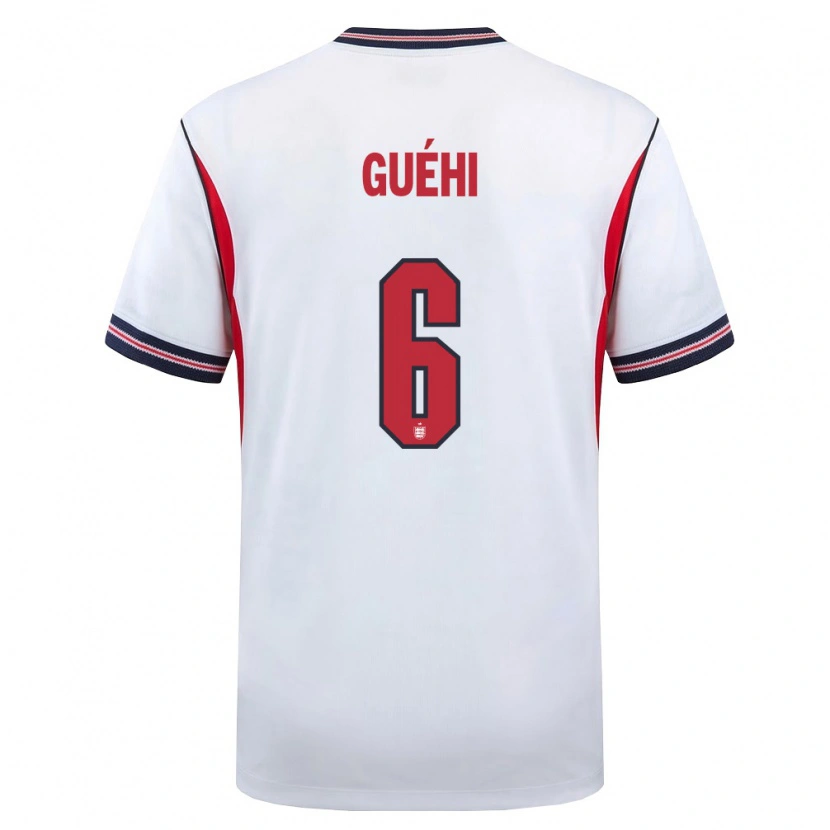 Danxen Niño Camiseta Inglaterra Marc Guéhi #6 Blanco Marino Rojo 1ª Equipación 26-28 La Camisa México