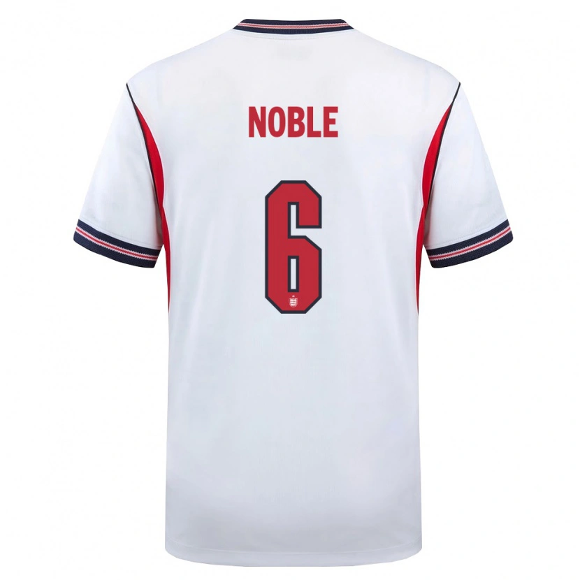 Danxen Niño Camiseta Inglaterra Kian Noble #6 Blanco Marino Rojo 1ª Equipación 26-28 La Camisa México