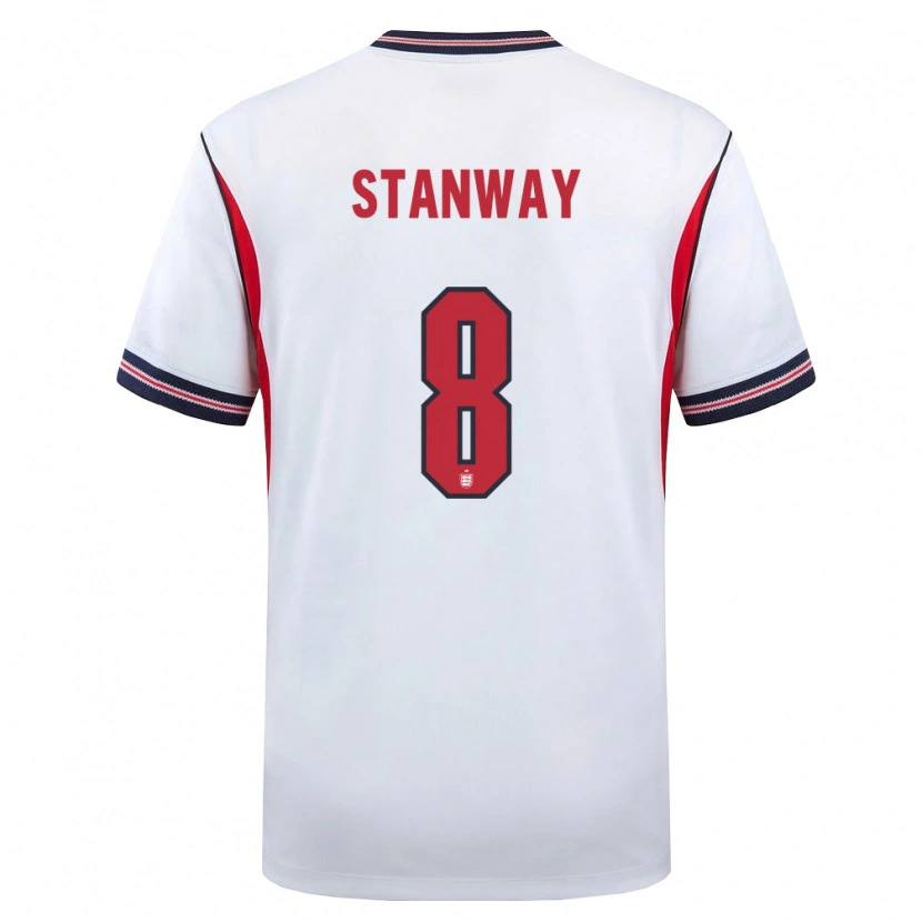 Danxen Niño Camiseta Inglaterra Georgia Stanway #8 Blanco Marino Rojo 1ª Equipación 26-28 La Camisa México