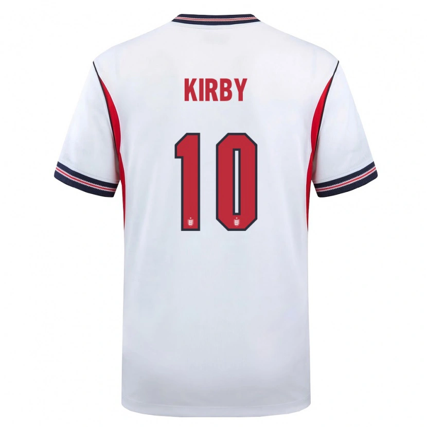 Danxen Niño Camiseta Inglaterra Fran Kirby #10 Blanco Marino Rojo 1ª Equipación 26-28 La Camisa México