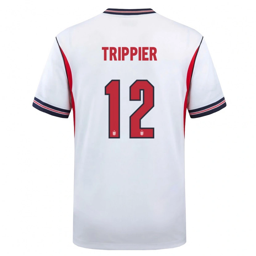 Danxen Niño Camiseta Inglaterra Kieran Trippier #12 Blanco Marino Rojo 1ª Equipación 26-28 La Camisa México