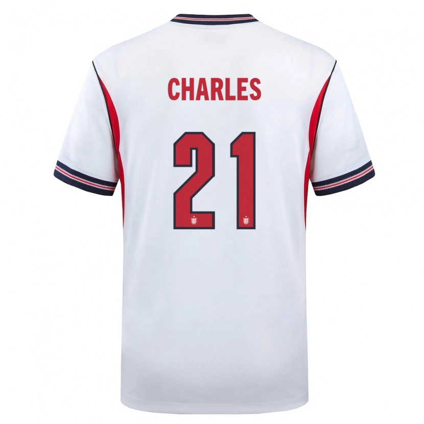 Danxen Niño Camiseta Inglaterra Niamh Charles #21 Blanco Marino Rojo 1ª Equipación 26-28 La Camisa México