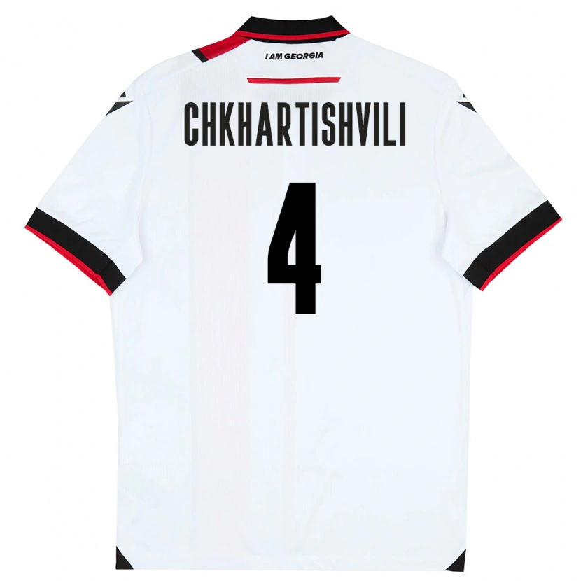 Danxen Niño Camiseta Georgia Nino Chkhartishvili #4 Blanco Negro Rojo 1ª Equipación 26-28 La Camisa México