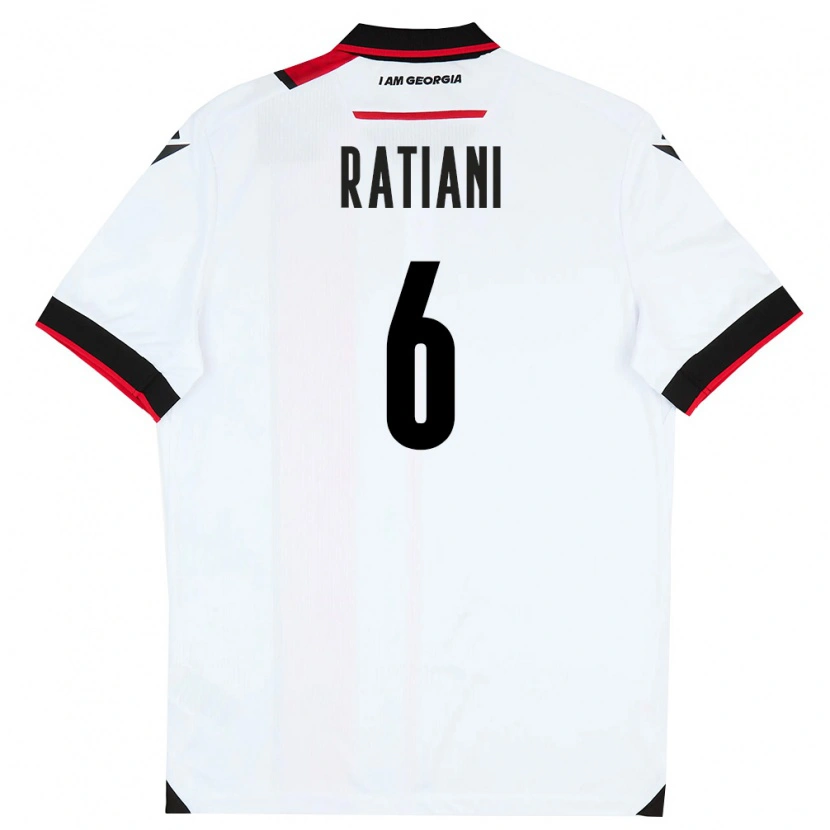 Danxen Niño Camiseta Georgia Sandro Ratiani #6 Blanco Negro Rojo 1ª Equipación 26-28 La Camisa México