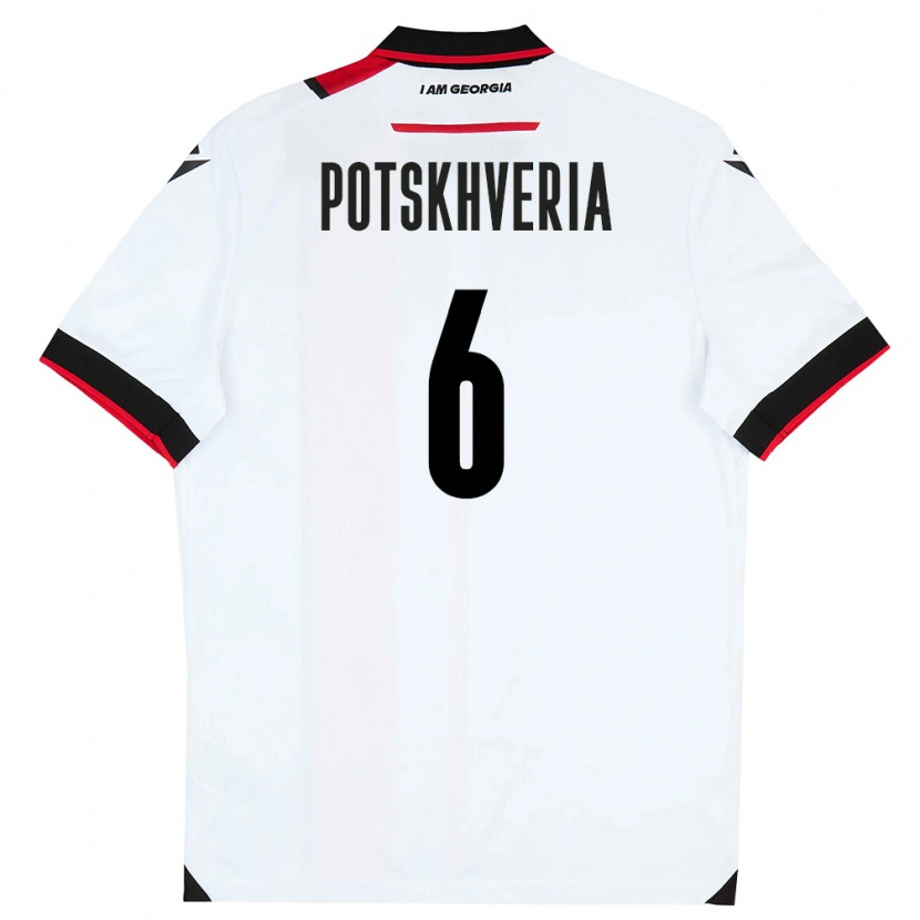 Danxen Niño Camiseta Georgia Andria Potskhveria #6 Blanco Negro Rojo 1ª Equipación 26-28 La Camisa México