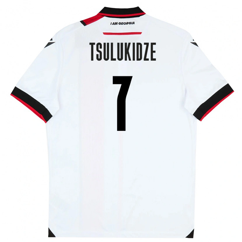 Danxen Niño Camiseta Georgia Luka Tsulukidze #7 Blanco Negro Rojo 1ª Equipación 26-28 La Camisa México