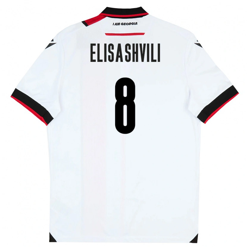 Danxen Niño Camiseta Georgia Nikoloz Elisashvili #8 Blanco Negro Rojo 1ª Equipación 26-28 La Camisa México