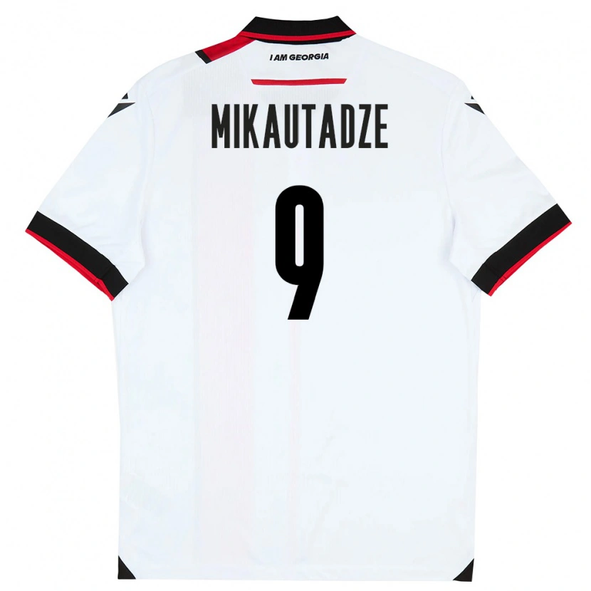 Danxen Niño Camiseta Georgia Sandro Mikautadze #9 Blanco Negro Rojo 1ª Equipación 26-28 La Camisa México